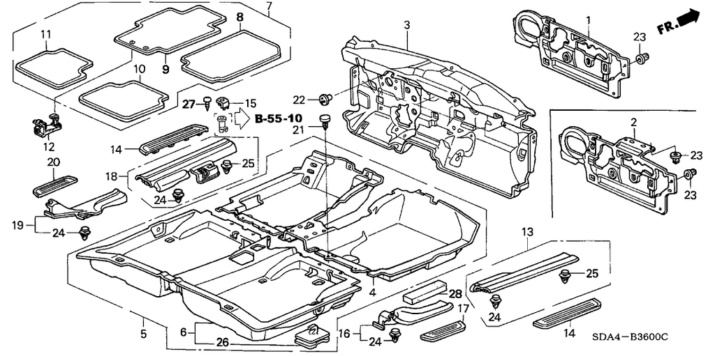 New 2003-2007 Fits Honda Accord Garnish, FR. Side (Outer) *NH361L* (CF GRAY), Part # 84202-SDA-A00ZB