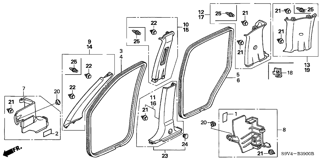 Honda New 2003-2004 Fits Honda Pilot Lining Assy., R. Cowl Side *YR203L* (SADDLE), Part # 83111-S9V-A01ZC