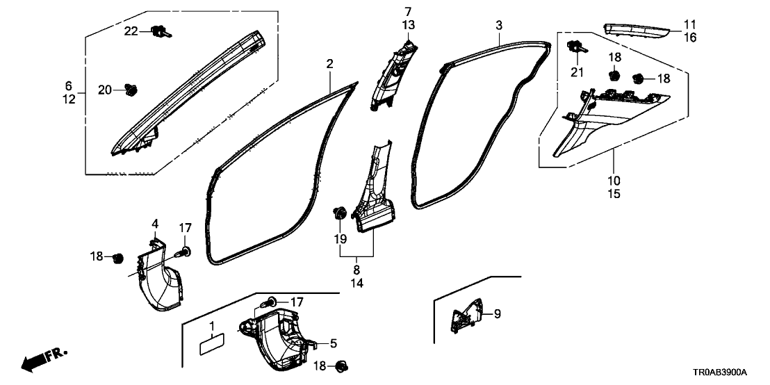 Honda New 2013 Fits Honda Civic Garnish Assy., R. Center Pillar (Upper) *NH167L* (GRAPHITE BLACK), Part # 84111-TR0-A01ZF