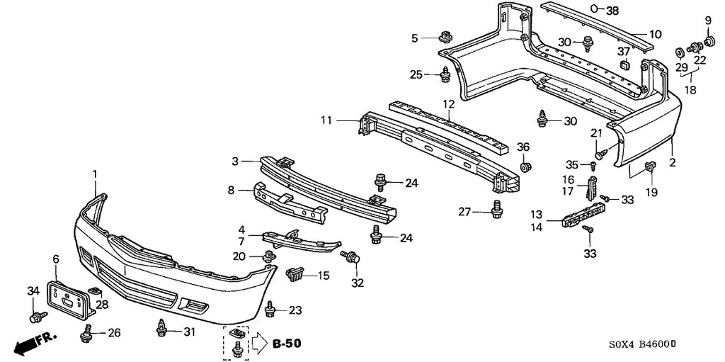 New 1999-2002 Fits Honda Odyssey Cap, RR. Bumper *G501M* (FERN METALLIC), Part # 71503-S0X-000ZF