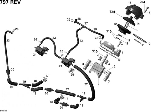 Fits 2007 Ski-Doo Summit Adrenaline 800R / Summit X Models High Pressure Air Hose 220 Mm, OEM Part # 420660565
