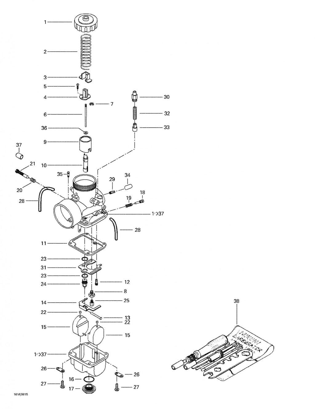 Fits 1998/2000/2001 Ski-Doo Needle Jet 480-P-8 Formula Deluxe 500., OEM Part # 404161700