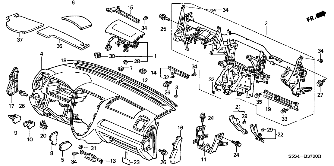 Honda New 2004-2005 Fits Honda Civic Insulator, R. Instrument, Part # 77107-S6E-G00