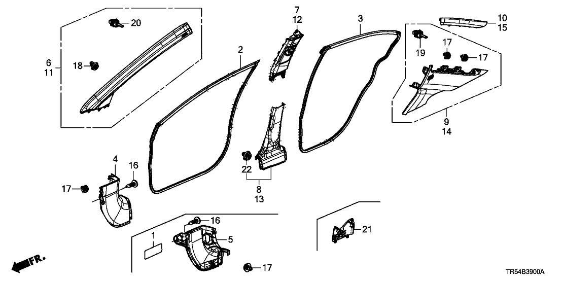 New 2014-2015 Fits Honda Civic Garnish, R. FR. Pillar *NH686L* (Tweeter) (WARM GRAY), Part # 84105-TR5-A01ZB