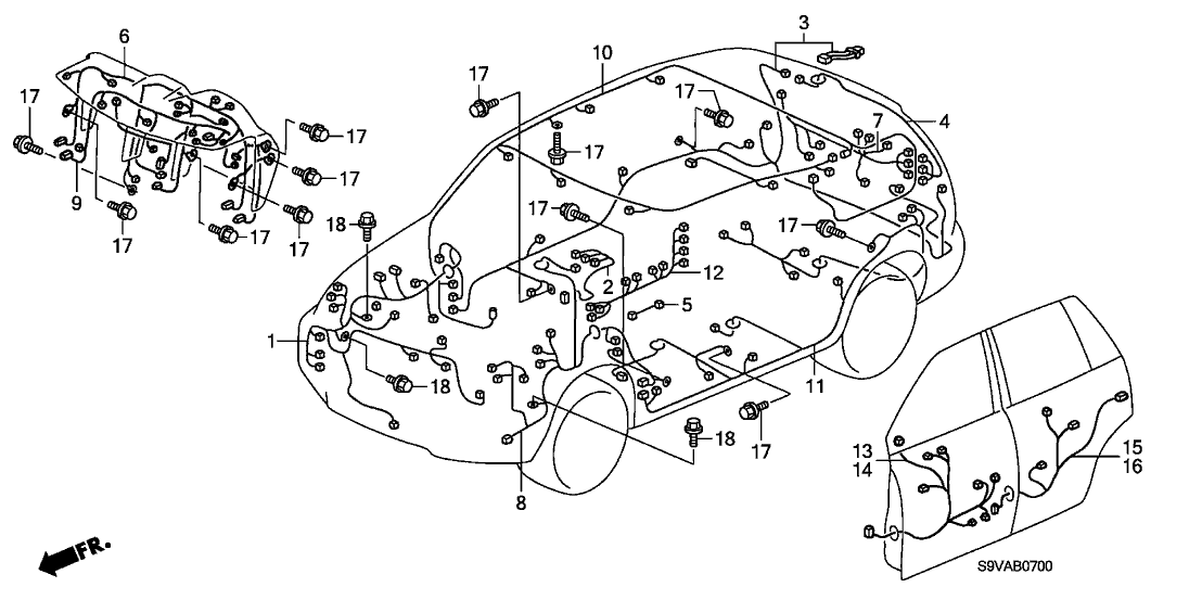 Honda New 2006-2008 Fits Honda Pilot Left Cabin Wire Harness, Part # 32120-STW-A00