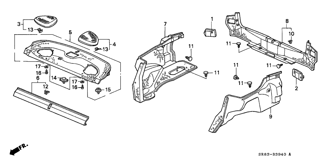 Honda New 1993 Fits Honda Civic Cover, RR. Bulkhead *YR150L* (MYSTIC BROWN), Part # 84512-SR8-000ZC