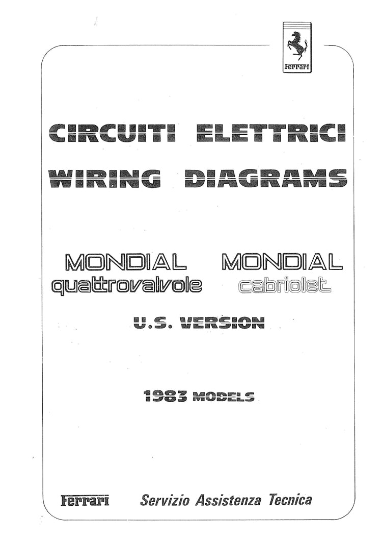 1983 Fits Ferrari Mondial U.S Spec Electrical Wiring Schematics (Copy)