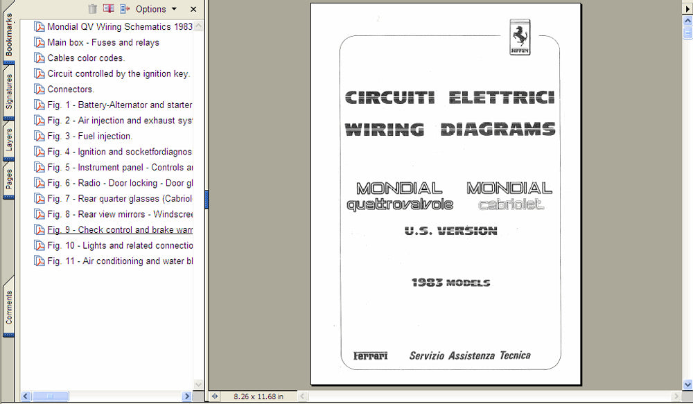1983 Fits Ferrari Mondial U.S Spec Electrical Wiring Schematics (Copy)