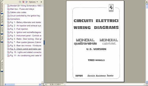 1983 Fits Ferrari Mondial U.S Spec Electrical Wiring Schematics (Copy)
