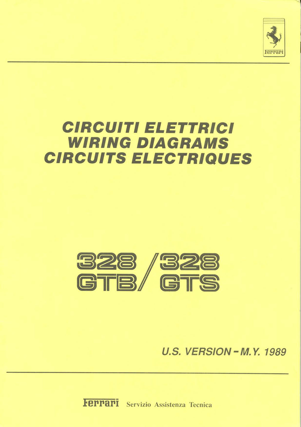 1989 Fits Ferrari 328 GTB / 328 GTS U.S Spec Electrical Wiring Schematics