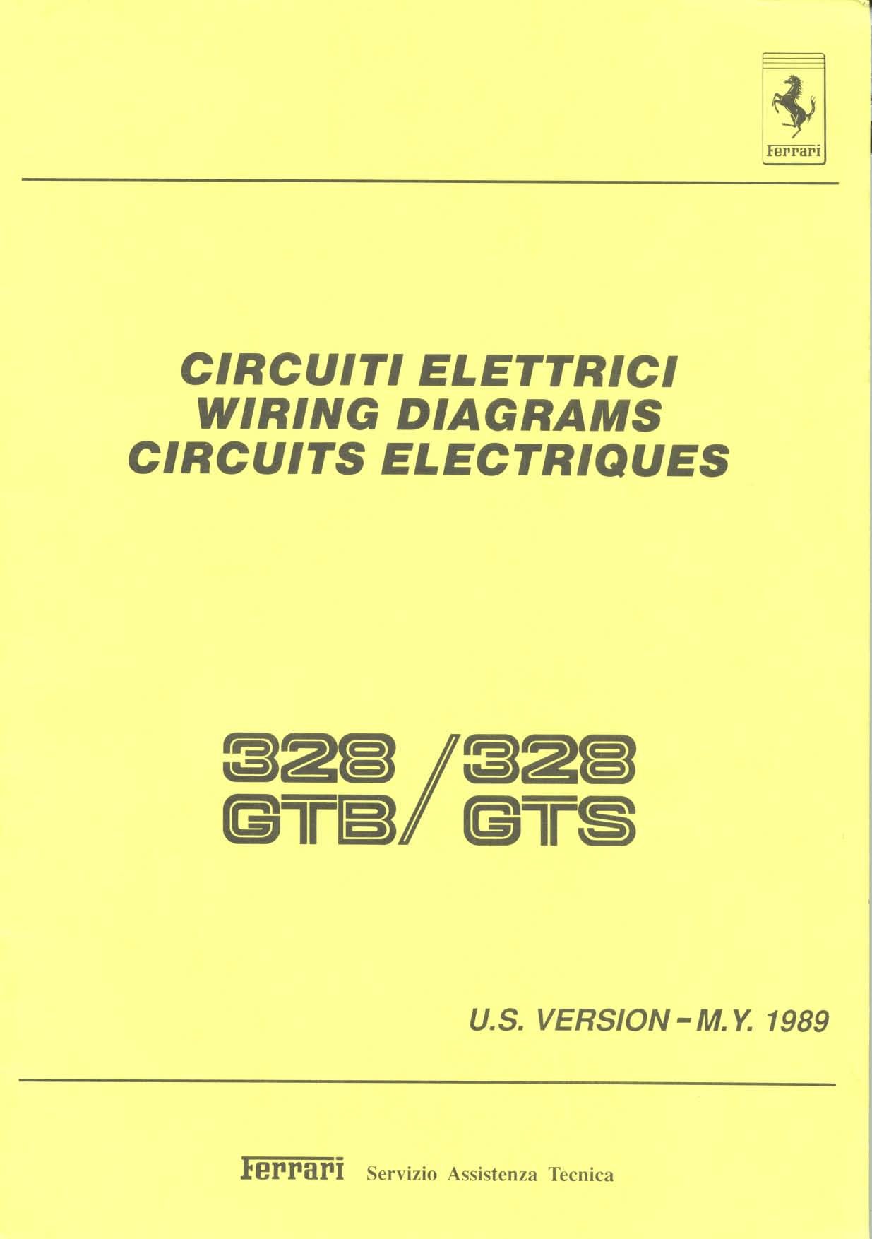 1989 Fits Ferrari 328 GTB / 328 GTS U.S Spec Electrical Wiring Schematics