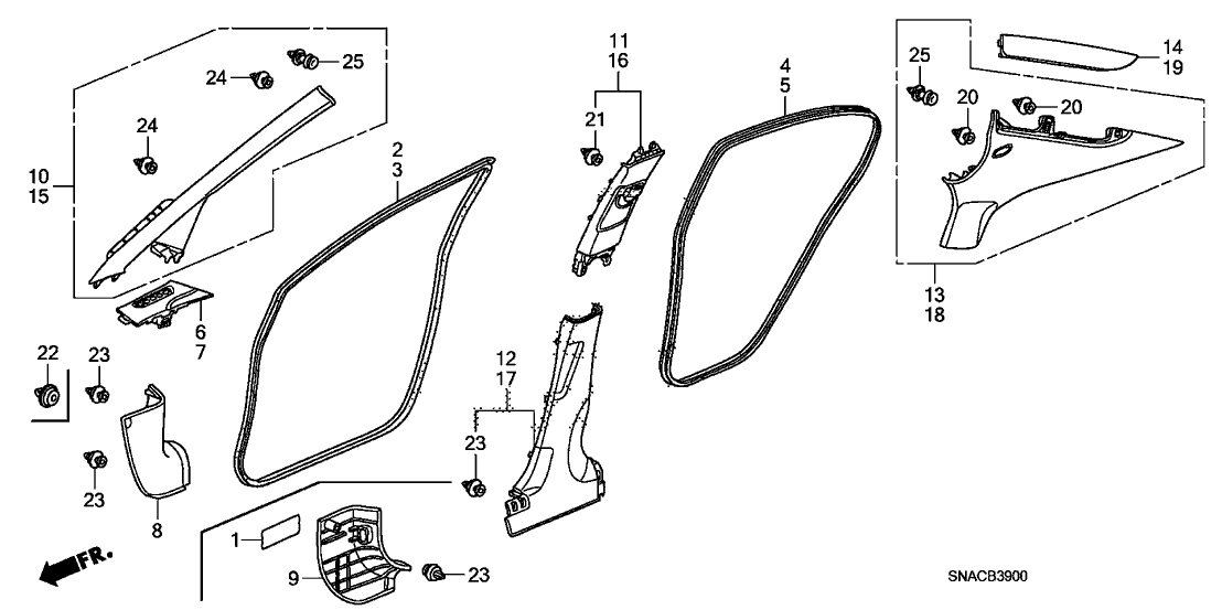 Honda New 2009-2011 Fits Honda Civic Garnish Assy., R. FR. Pillar *NH686L* (QP LIGHT WARM GRAY), Part # 84101-SNG-J11ZE