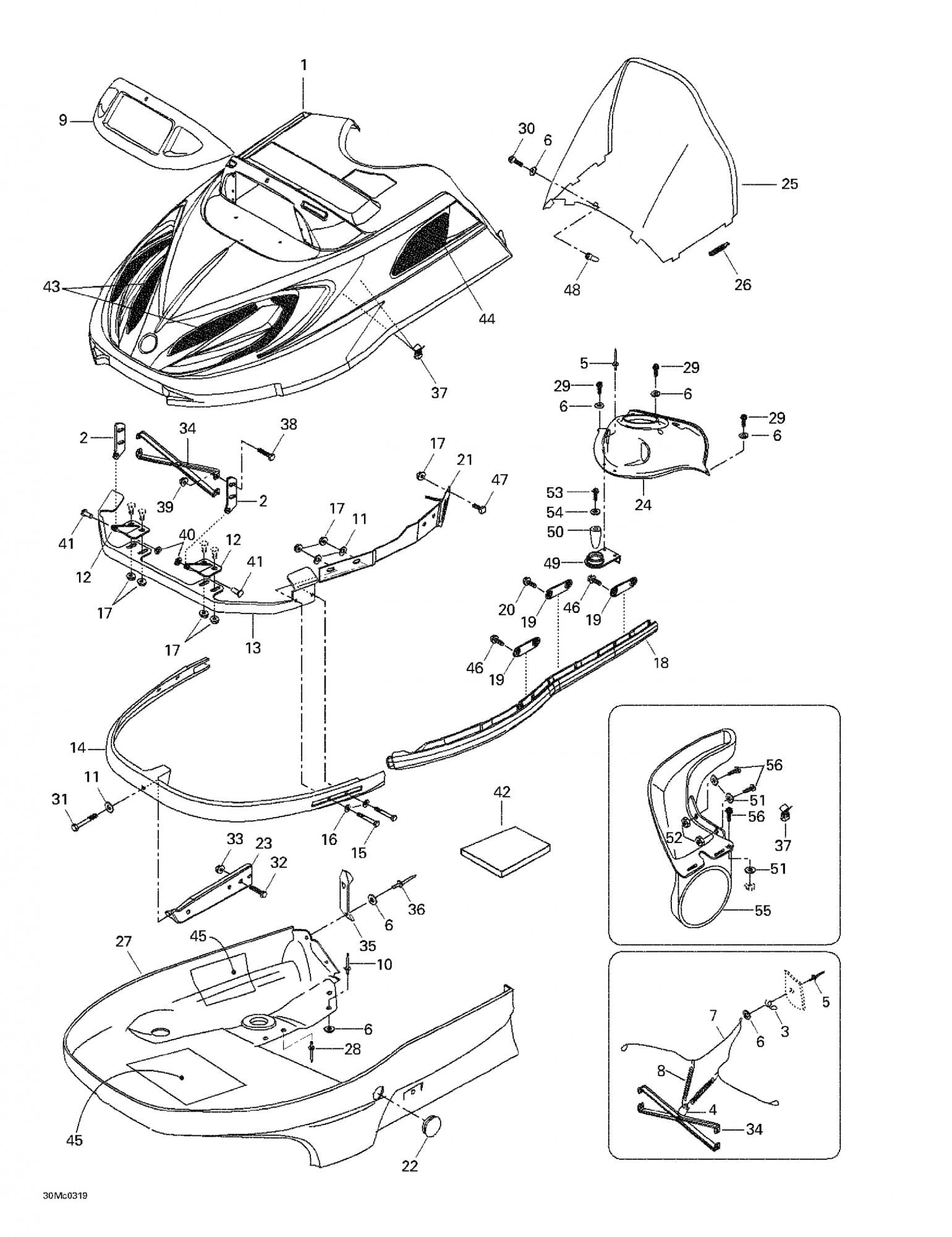 Fits 2001-2005 Ski-Doo Skandic 440 / Skandic 440F Models RH Support, OEM Part # 5246400