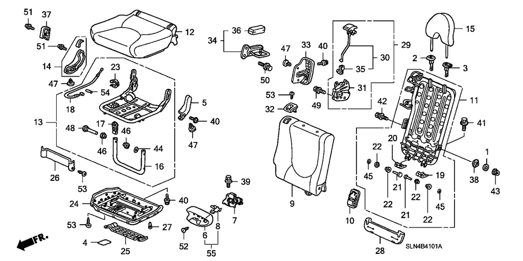 New 2007-2008 Fits Honda Fit Cover, R. RR. Seat Center *NH167L* (GRAPHITE BLACK), Part # 82115-SLN-A01ZA