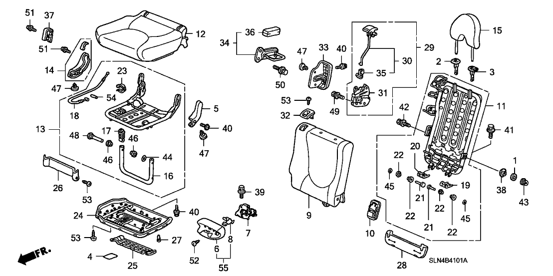 New 2007-2008 Fits Honda Fit Cover, R. RR. Seat Center *NH167L* (GRAPHITE BLACK), Part # 82115-SLN-A01ZA