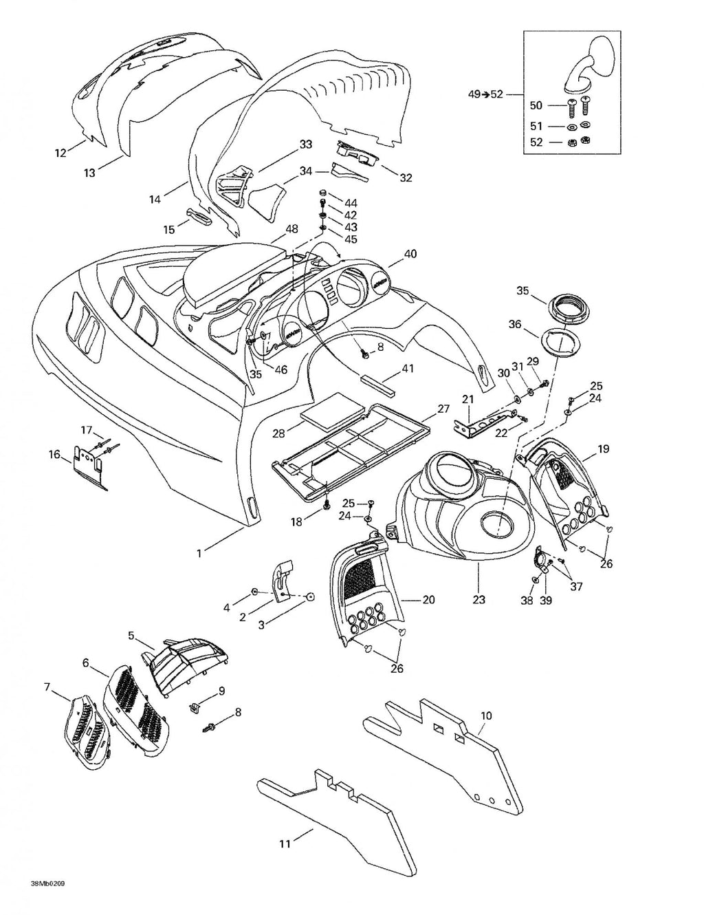 Fits 1999-2004 Ski-Doo Formula Deluxe 500/600/700 / Formula Deluxe 600/700 Models Air Intake Plate, OEM Part # 517302836