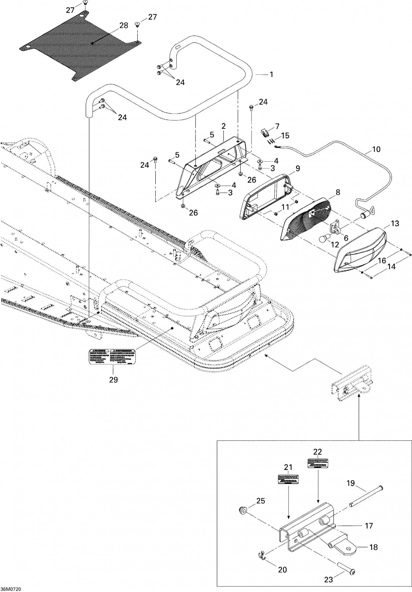 Fits 2007-2009 Ski-Doo EXPEDITION SPORT 550F / Expedition Sport V-800 Models Hitch, Black, OEM Part # 511000519