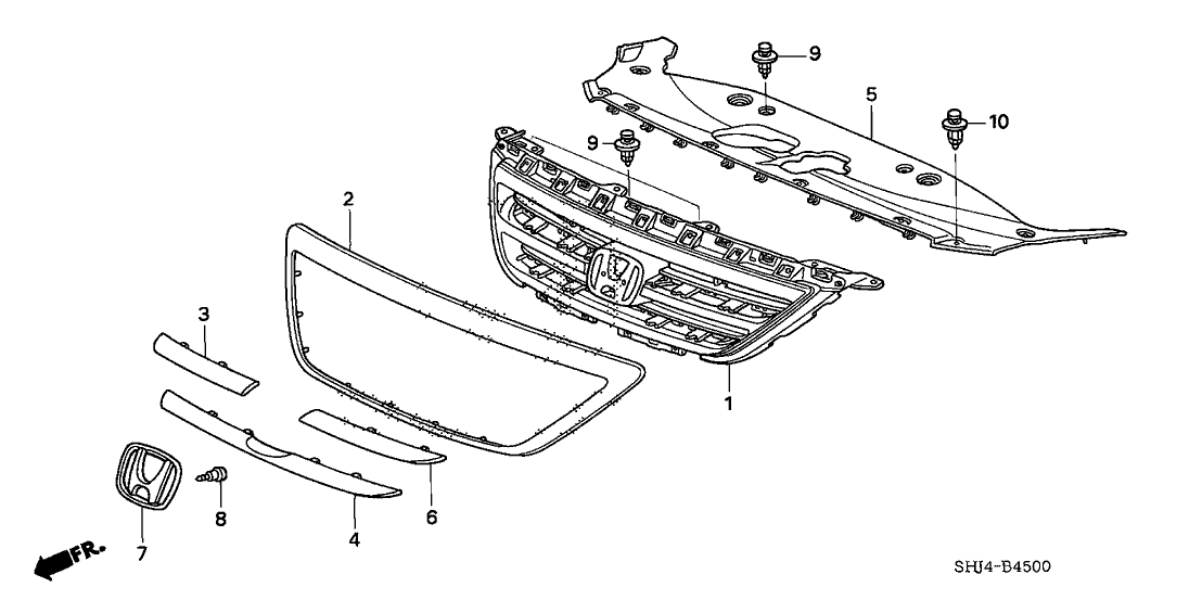 Honda New 2005-2007 Fits Honda Odyssey Base, Front Grille (Nighthawk Black Pearl), Part # 71121-SHJ-A01ZC