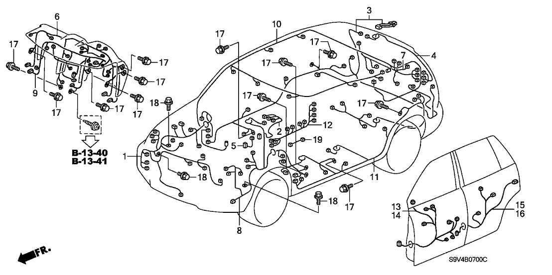 Honda New 2006-2007 Fits Honda Pilot Instrument Wire Harness, Part # 32117-S9V-A13