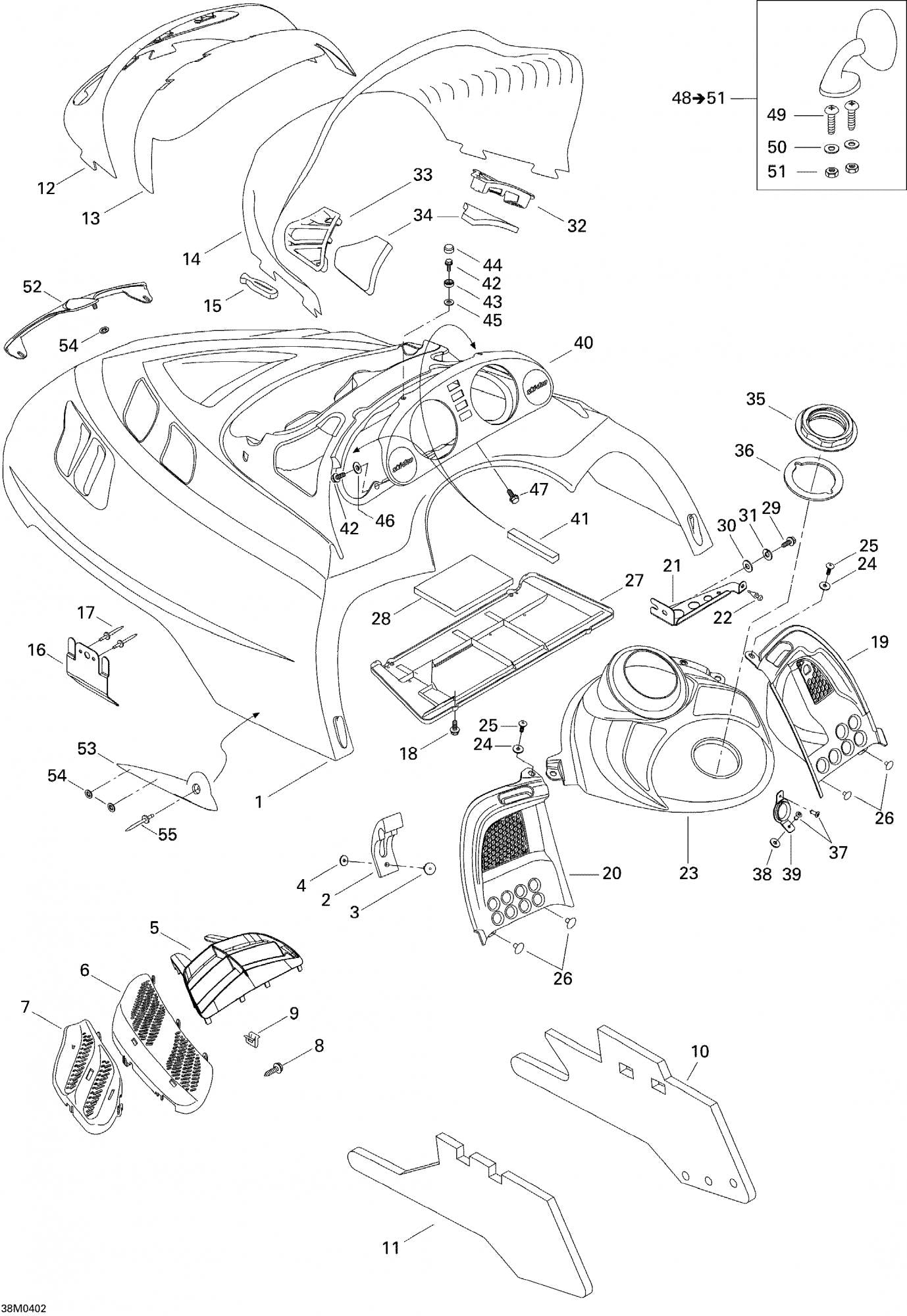 Fits 2003-2004 Ski-Doo Grand Touring 500/600/700 / Legend 380F Models Indicator Support, OEM Part # 517303592