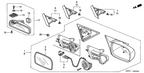 New 2001-2005 Fits Honda Civic Garnish, L. Door Mirror *NH1L*(R.C.) (BLACK), Part # 76270-S5P-000ZA