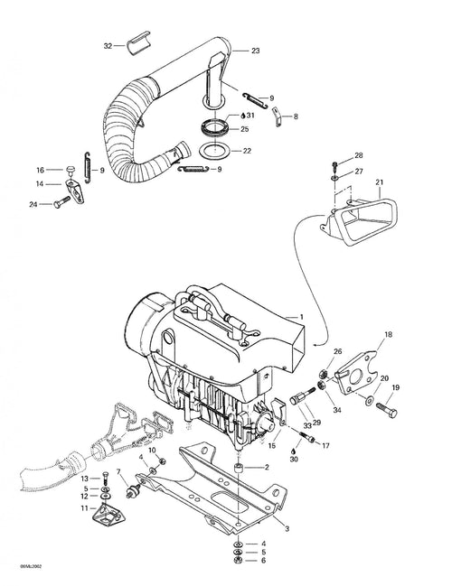 Fits 1997-2007 Ski-Doo MX Z 440 / MX Z 440 F Models Outlet Duct, OEM Part # 572083700