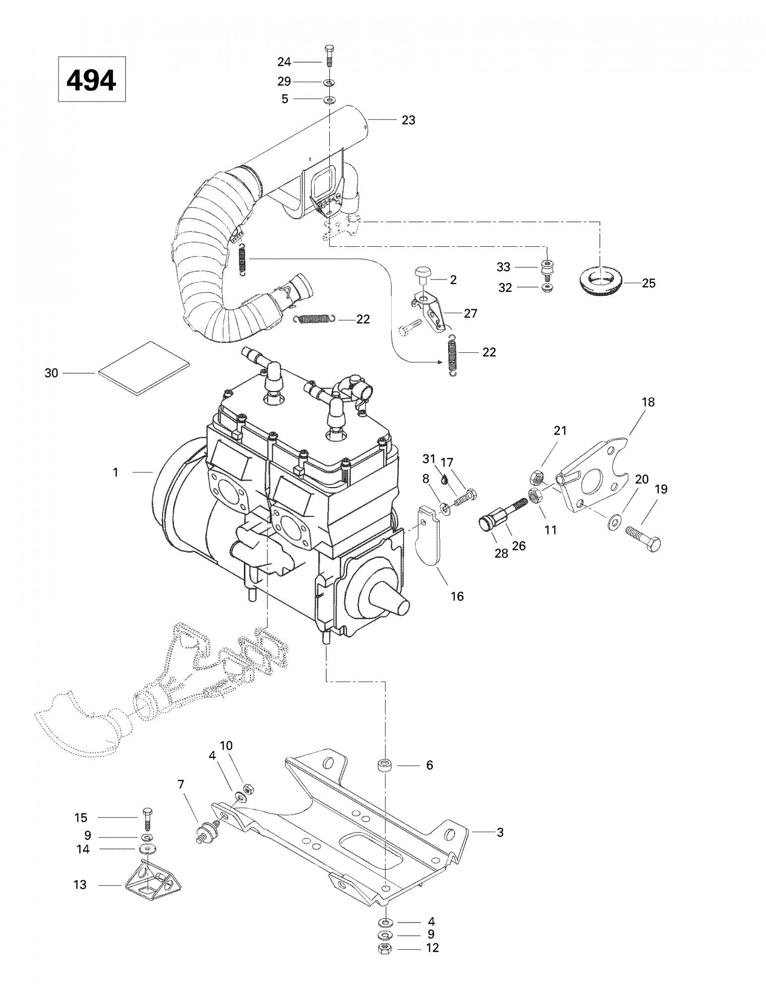 Fits 1996-2003 Ski-Doo Formula 500 / Formula 500 Deluxe Models Rubber Mount, OEM Part # 514052743