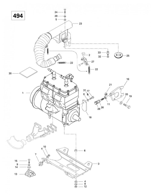 Fits 1996-2003 Ski-Doo Formula 500 / Formula 500 Deluxe Models Rubber Mount, OEM Part # 514052743