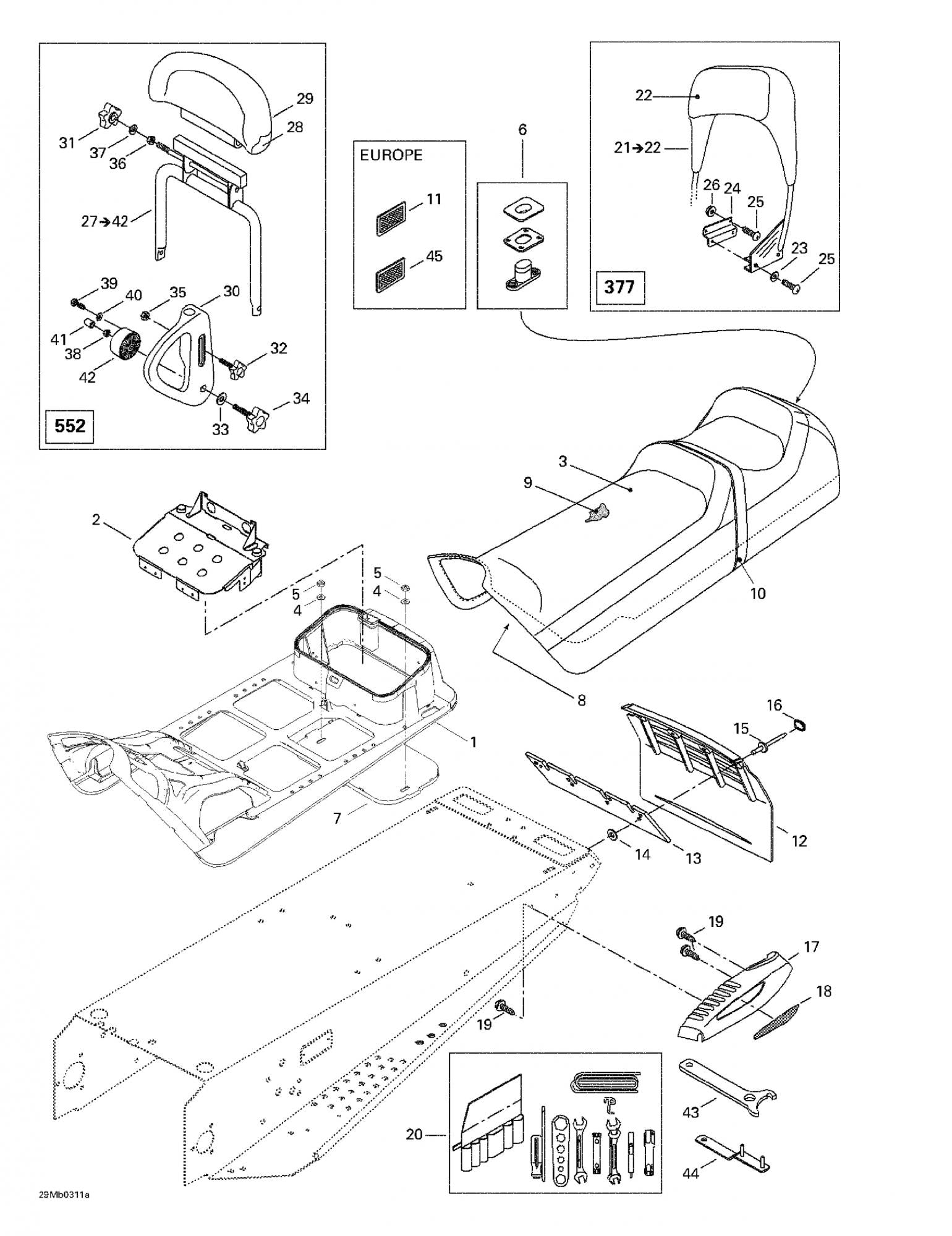 Fits 1999-2005 Ski-Doo Formula Deluxe 500/600/700 / Formula Deluxe 600/700 Models Under Chest, OEM Part # 572107601