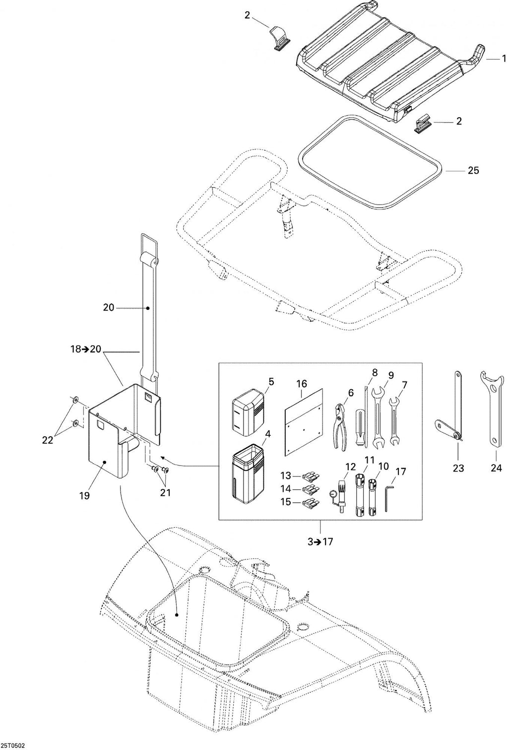 Fits 1999-2005 Can-Am Quest / Quest XT Models Transmission Wrench Ass'y, OEM Part # 529035599