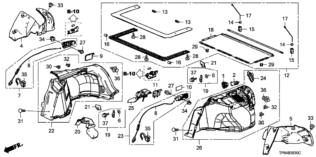 Honda New 2012-2015 Fits Honda Crosstour Lining, R. RR. Side *NH167L* (GRAPHITE BLACK), Part # 84620-TP6-A11ZB
