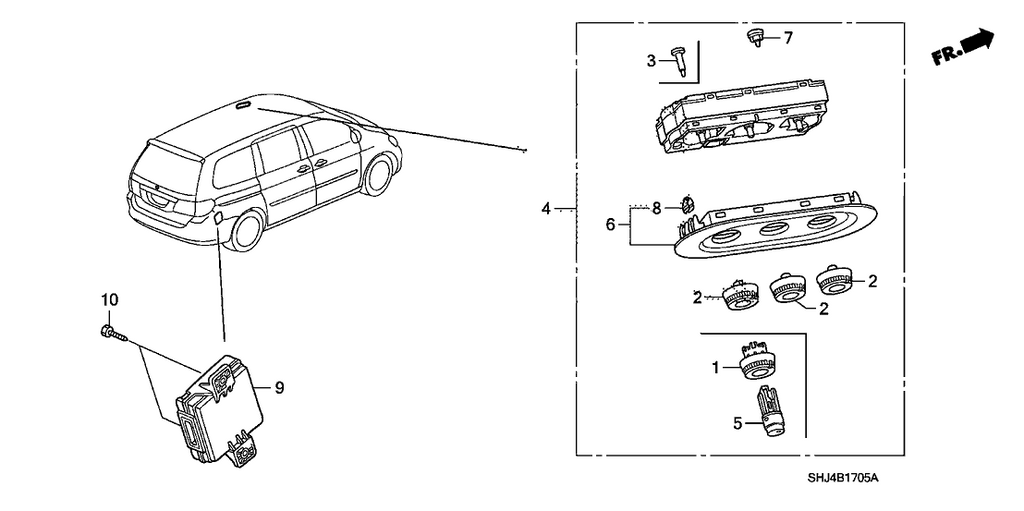 New 2005-2007 Fits Honda Odyssey Control Assy., RR. *YR239L* (KI IVORY), Part # 79550-SHJ-A11ZC