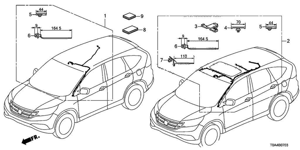 New 2012 Fits Honda CR-V Sunroof Wire, Part # 32156-T0A-A10