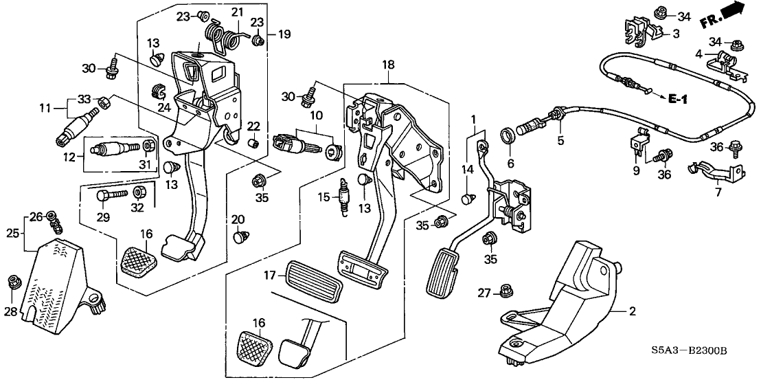 Honda New 2001-2002 Fits Honda Civic Brake Pedal Assembly, Part # 46600-S5F-A01