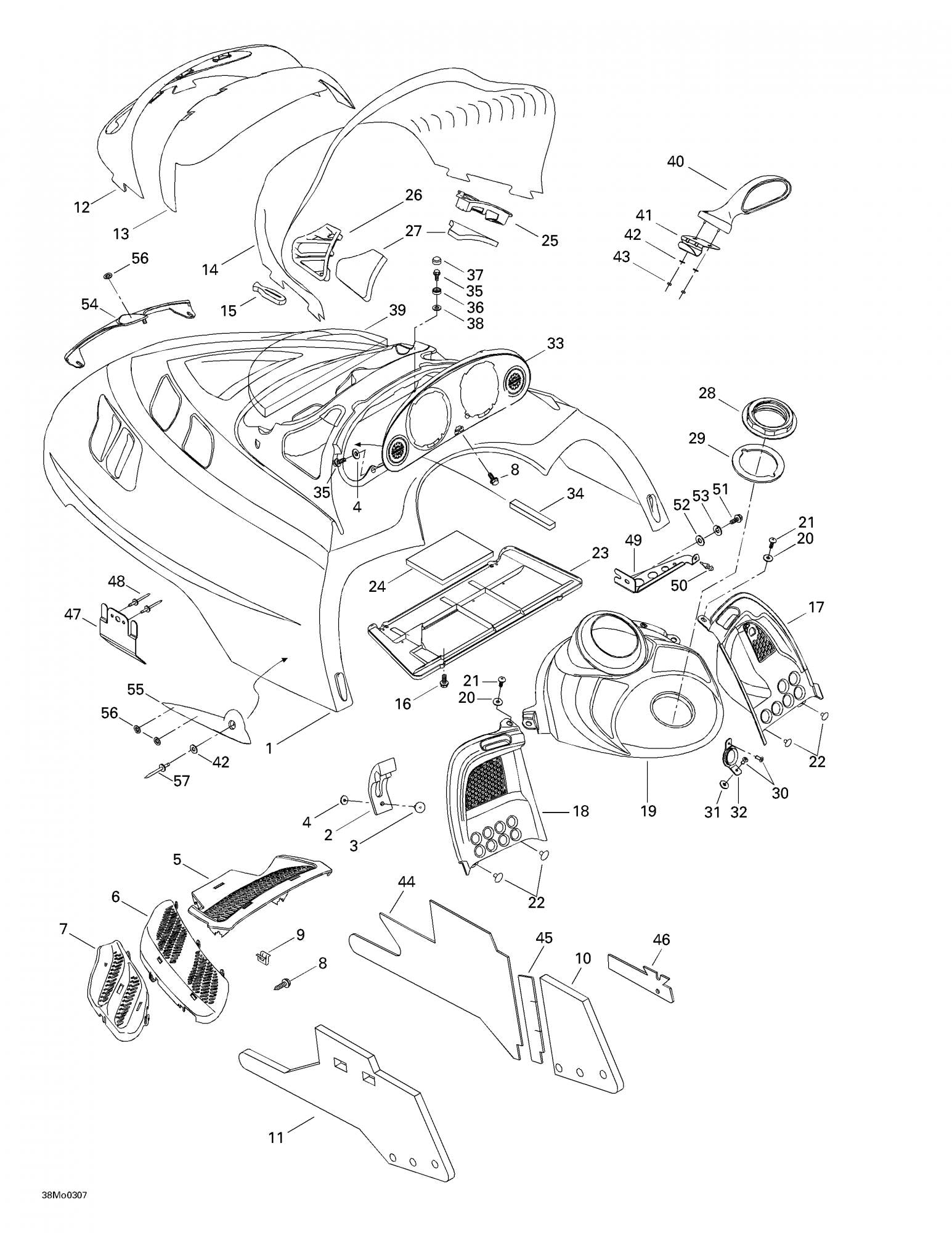 Fits 2003-2004 Ski-Doo Grand Touring 500/600/700 / Legend 380F Models Indicator Support, OEM Part # 517303592