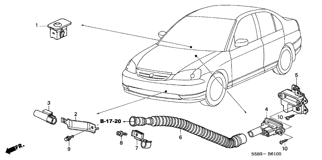 New 2004-2005 Fits Honda Civic Bracket, Ambient Sensor, Part # 80521-S5A-010