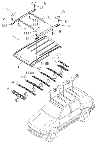 Honda New 1998-2002 Fits Honda Passport Closing, Back Light (Upper), Part # 89712-41961