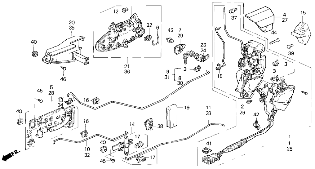 Honda New 1992-1996 Fits Honda Prelude Rod Set, L. FR. Inside Handle, Part # 72171-SS0-305