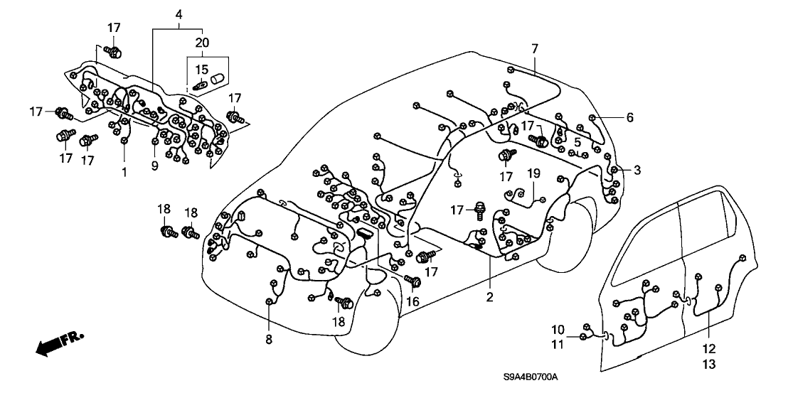 Honda New 2003-2004 Fits Honda CR-V Interior & Sunroof Wire, Part # 32155-S9A-A11