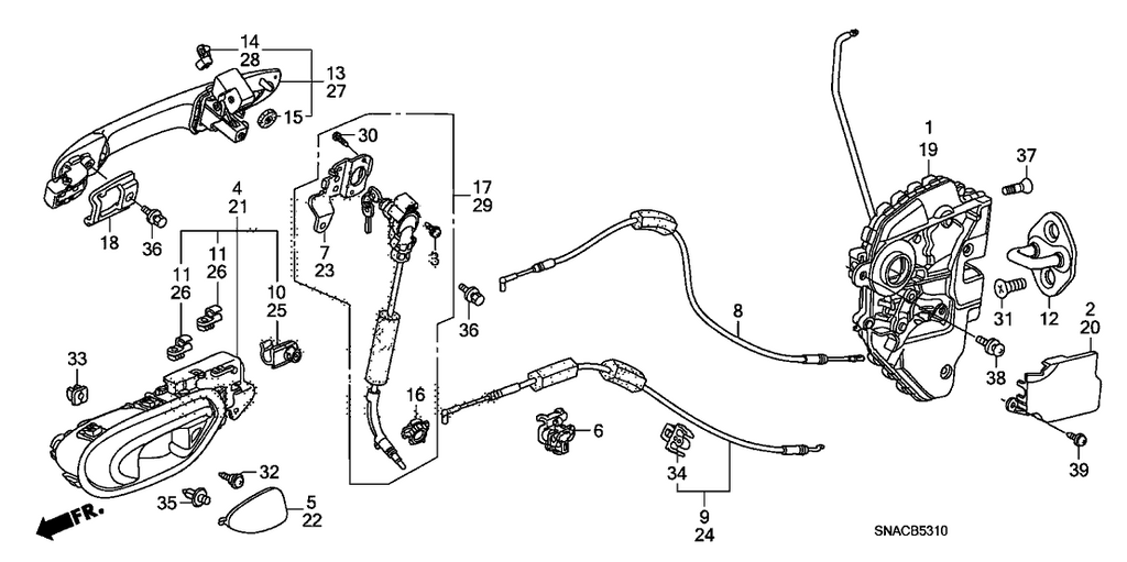 New 2006-2011 Fits Honda Civic Handle Assembly, Passenger Side Door (Outer), Part # 72140-SNA-A01