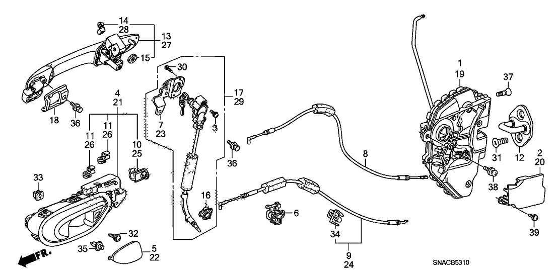 New 2006-2011 Fits Honda Civic Handle Assembly, Passenger Side Door (Outer), Part # 72140-SNA-A01