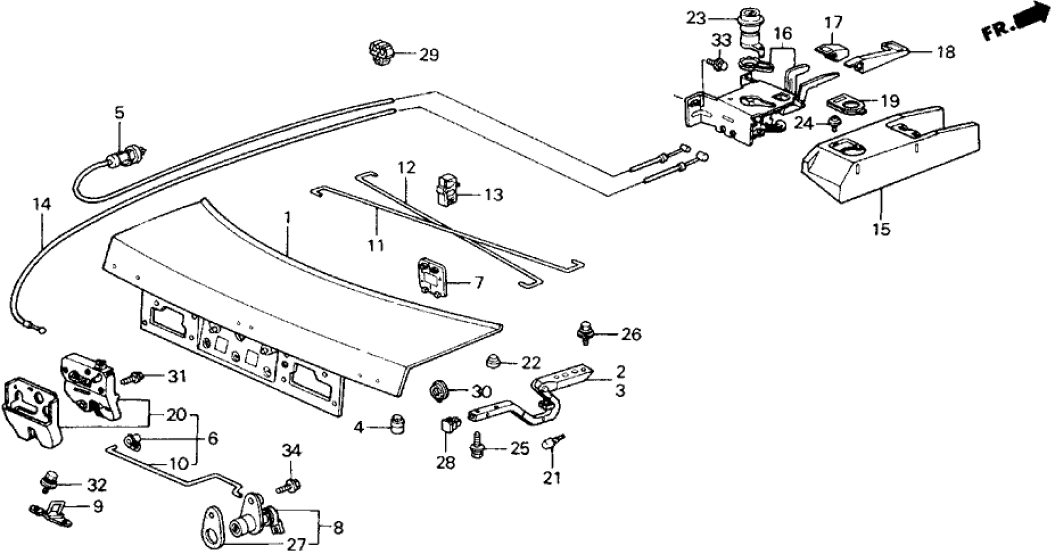 Honda New 1988-1989 Fits Honda Accord Cable, Trunk Opener, Part # 74880-SG7-A01