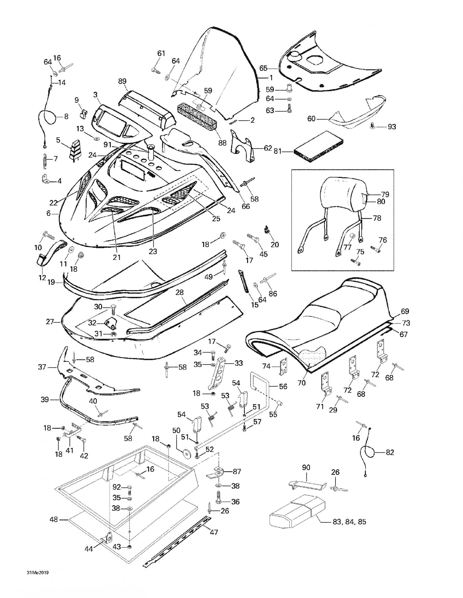 Fits 1997-2007 Ski-Doo Skandic 500/600 / Skandic 500F/600 Models Foam, OEM Part # 5346331
