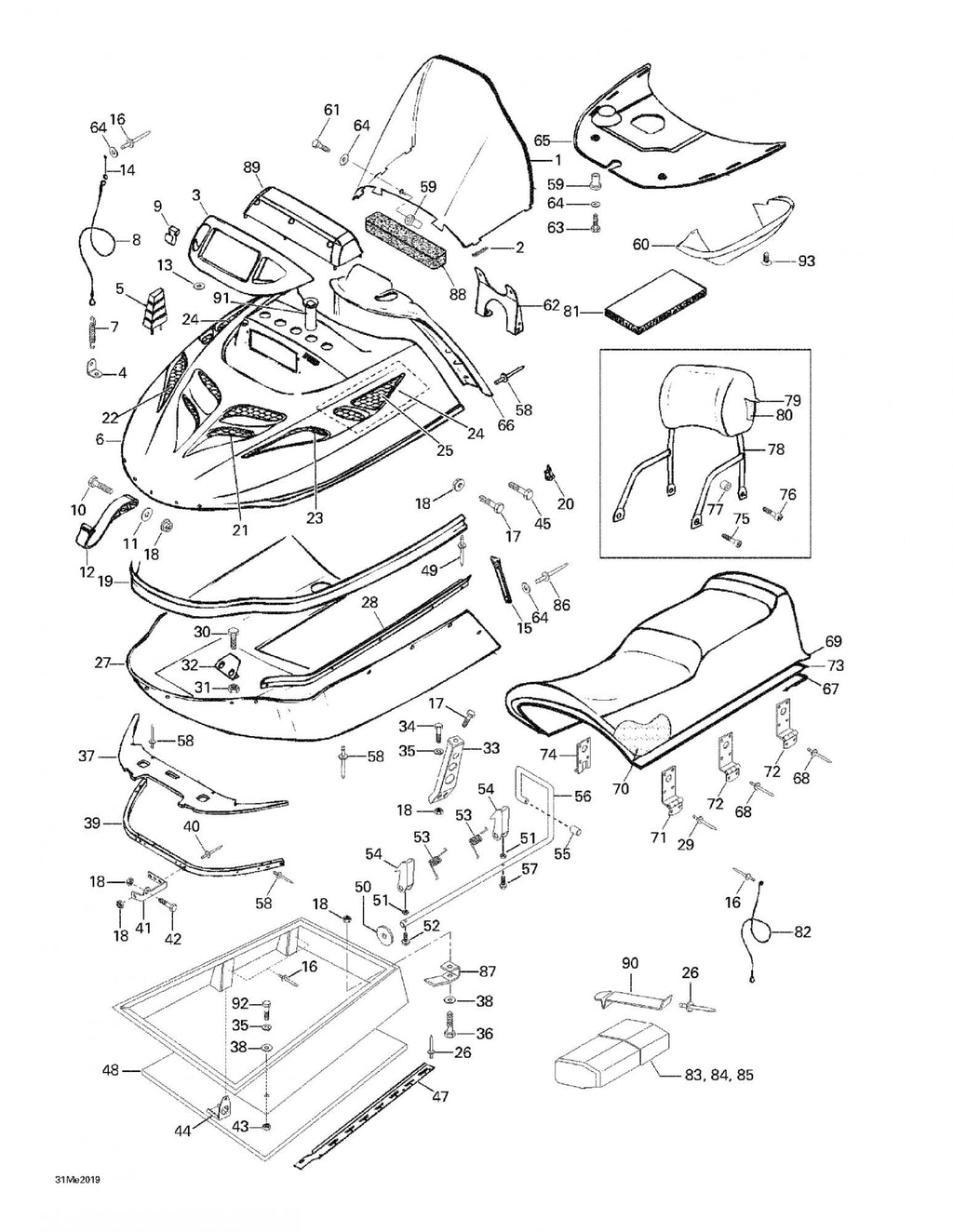 Fits 2000-2007 Ski-Doo Skandic 500/600 / Skandic 500F/600 Models Cover Seat, OEM Part # 605153077