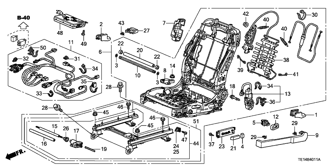 Honda New 2011-2012 Fits Honda Accord Left Front Seat Frame, Part # 81526-TE0-A44
