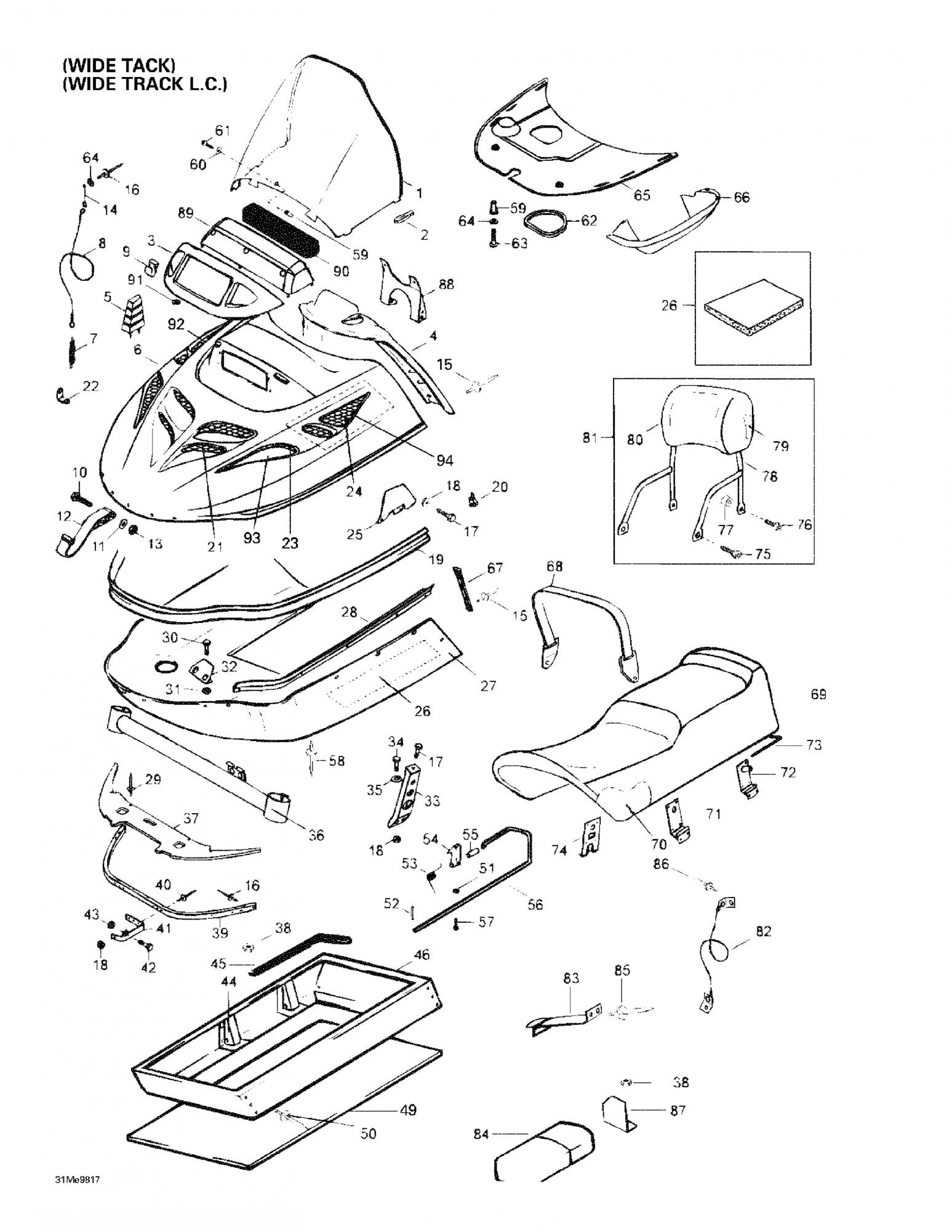 Fits 1998-2007 Ski-Doo Skandic 500/600 / Skandic 500F/600 Models Cover, OEM Part # 605252352