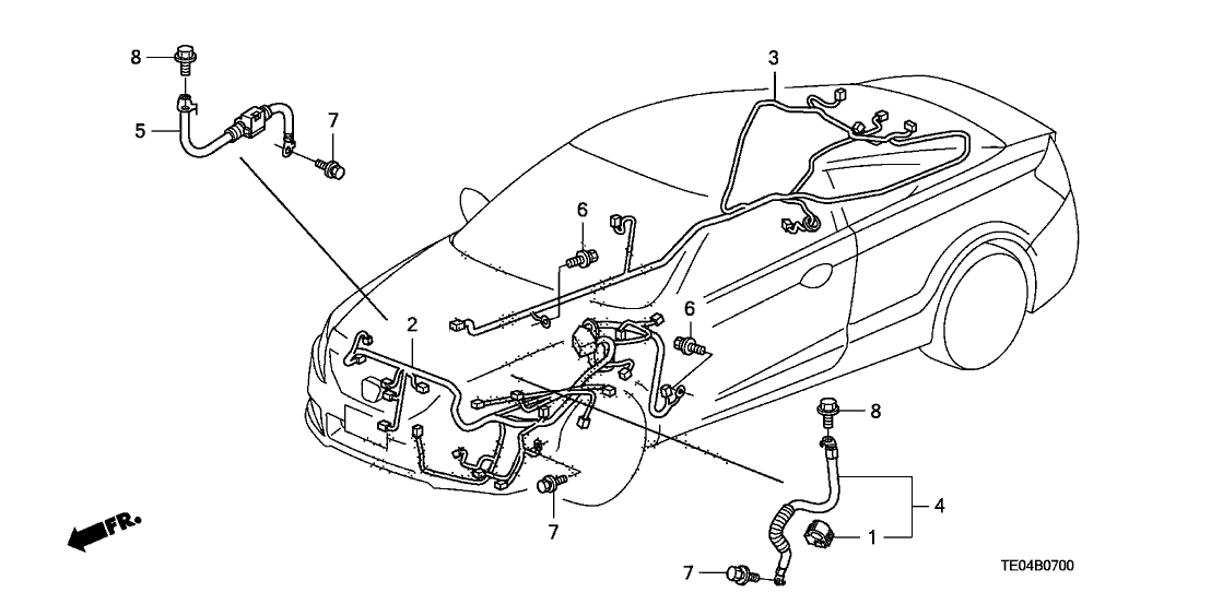 Honda New 2011-2012 Fits Honda Accord Left Cabin Wire Harness, Part # 32120-TE0-A14