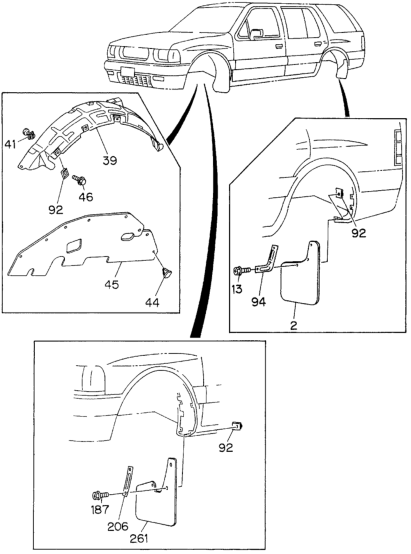 Honda New 1994-1996 Fits Honda Passport Stay, L. FR. Mud Cover, Part # 89433-16690