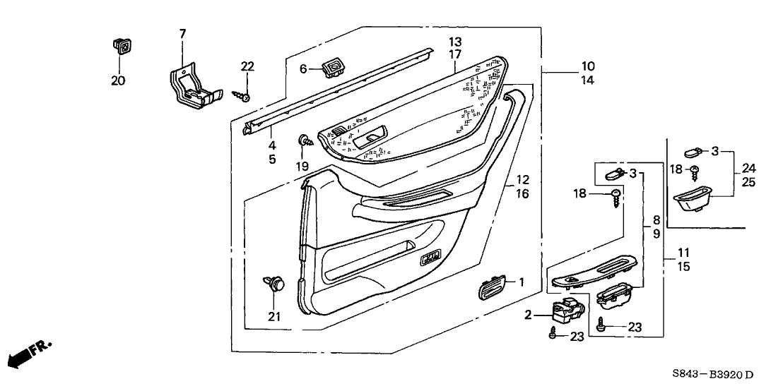Honda New 1998-2000 Fits Honda Accord Lining Assy., R. RR. Door *B95L* (LAPIS), Part # 83700-S87-A01ZA