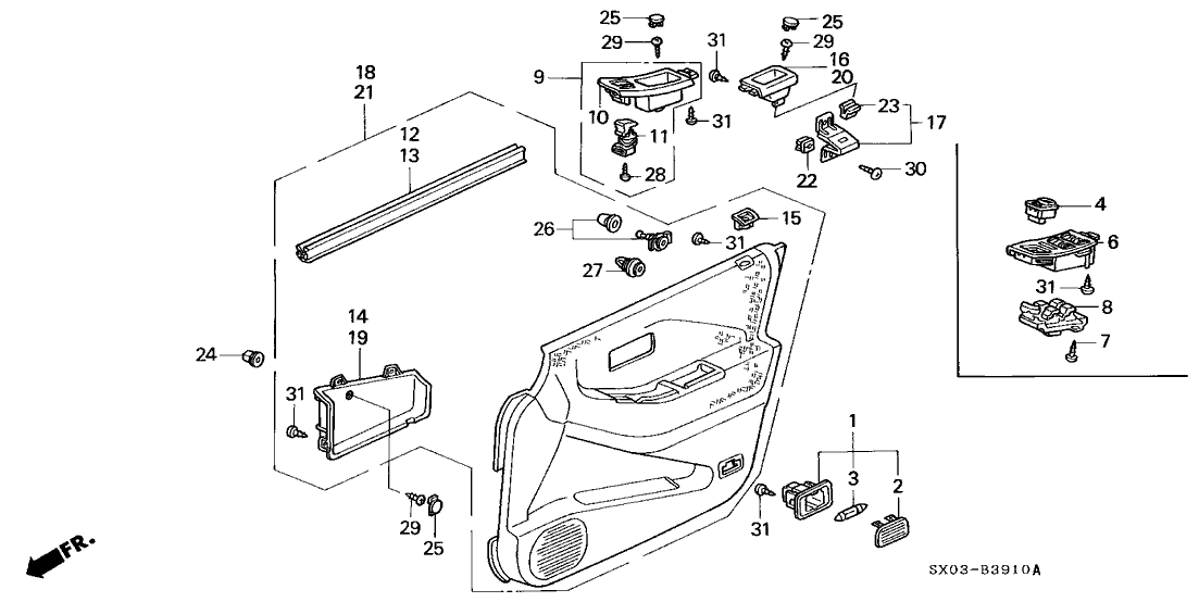 Honda New 1995-1998 Fits Honda Odyssey Garnish, R. *YR169L* (MILD BEIGE), Part # 35764-SX0-A01ZC